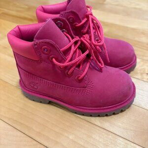 Timberland pink boots Toddler girls size 8 work boots streetwear lace up